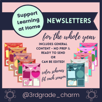 Preview of A Year of Monthly Newsletter Templates ⭐️ No Prep OR Editable ⭐️