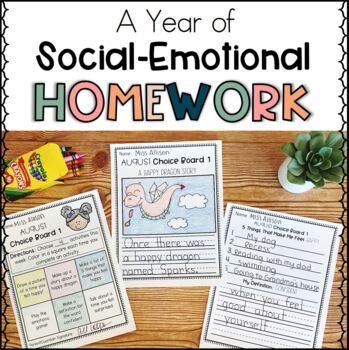 Preview of A Year of Social Emotional Learning Homework | SEL Homework BUNDLE