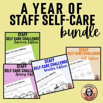 Preview of A Year of Teacher Staff Wellness Self-Care Morale Mindfulness Challenges