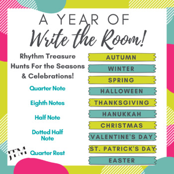 Preview of A Year of Write the Rooms: Rhythm Treasure Hunts for the Elementary Music Room