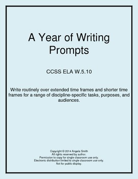 Preview of A Year of Writing Prompts - 5th Grade Common Core ELA