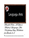 A Year's Worth of Language Arts Vocabulary Quiz Worksheets