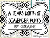 A Years Worth of 5th Grade Scavenger Hunts
