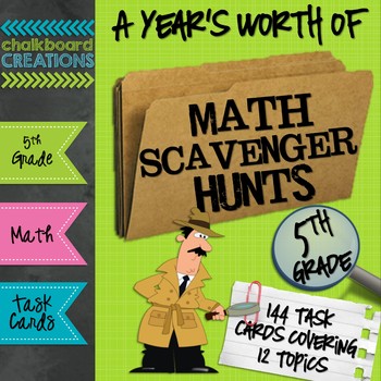 Preview of A Year's Worth of Math Scavenger Hunts: Common Core Aligned for 5th Grade