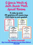 A Year's Worth of Sixth Grade Math Spiral Review (36 weeks)
