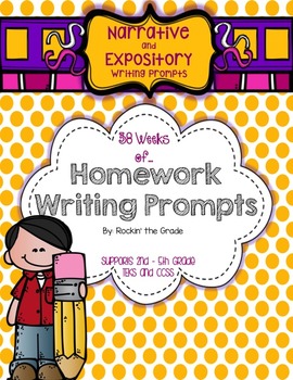 Preview of Homework Writing Prompts- A Year of Narrative and Expository Prompts