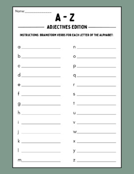 Preview of A-Z Adjectives