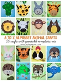 A-Z Alphabet Animal Craft eBook + 30 Printable Templates Included