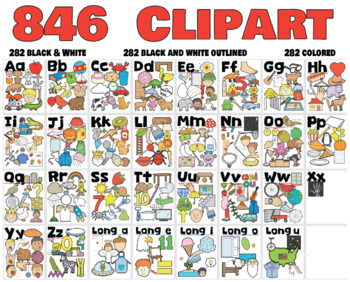 Preview of A-Z Alphabet Clipart. Beginning Sound Clipart