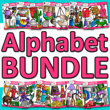 Preview of A - Z Alphabet Clipart Bundle: 416 Phonics Clip Art Images Commercial Use PNG