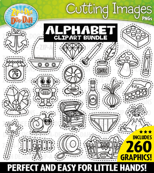 Preview of A-Z Alphabet Letters Cutting Images Clipart Bundle {Zip-A-Dee-Doo-Dah Designs}