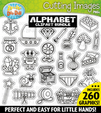 A-Z Alphabet Letters Cutting Images Clipart Bundle {Zip-A-