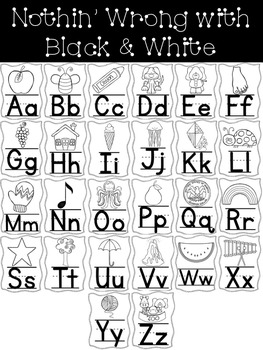 A-Z Alphabet Posters- Brights Colors and Black & White | TpT