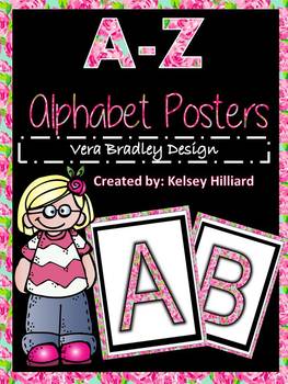 Preview of Alphabet Posters for classroom ( Lilly Pulitzer Design) classroom decor