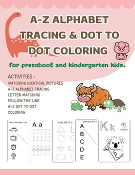 Preview of A-Z Alphabet Tracing & Dot to Dot Coloring for Kids