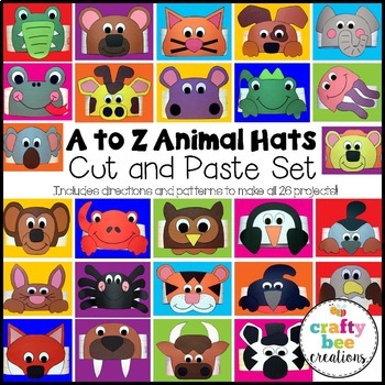 Preview of A-Z Animal Hat Crafts Bundle Alphabet Crown Templates Zoo Animals Headbands