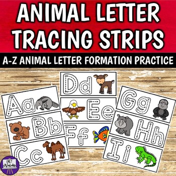 Preview of A-Z Animal Letter Tracing Strips - PreK Kinder Letter Formation Literacy 