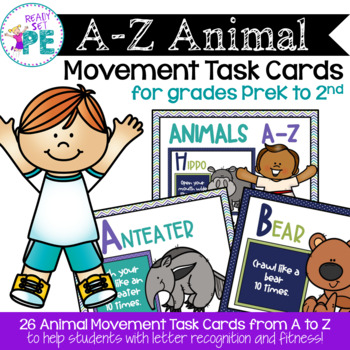 Preview of A-Z Animal Movement PE & Brain Break Task Cards