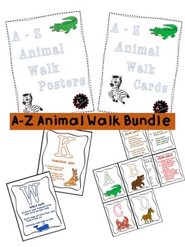 Preview of A-Z Animal Walk Cards and Posters Bundle / Gross Motor Bundle / Sensory Bundle