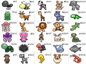 Beginning Sounds A-Z Animal Clip It Cards by Liz's Early Learning Spot