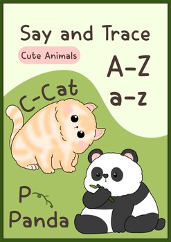 Preview of A-Z Animals Trace + Color Book