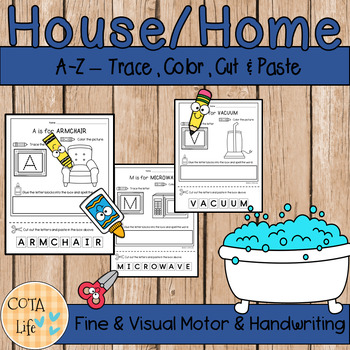 Preview of A-Z Around the House Alphabet Activity Pages
