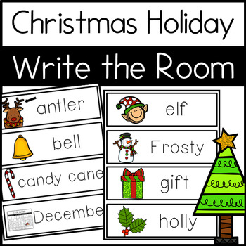 Preview of A-Z Christmas Holiday Write The Room Activities & Word Wall Cards