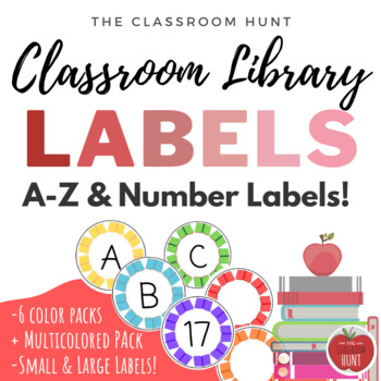 Preview of A-Z Colorful Library Shelf Labels or Word Wall Headers - Numbers Included