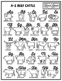 A-Z Coloring Sheet Bundle: Beef Cattle