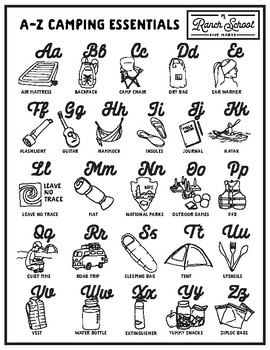 Preview of A-Z Coloring Sheet Bundle: Camping