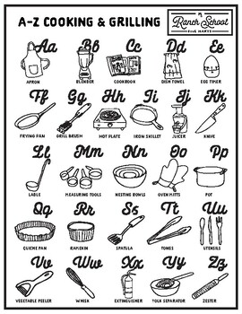 Preview of A-Z Coloring Sheet Bundle: Cooking & Grilling