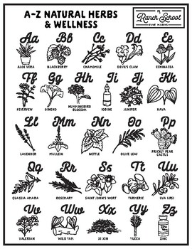 Preview of A-Z Coloring Sheet Bundle: Natural Herbs