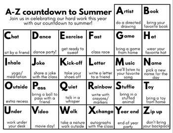 Preview of A-Z Countdown to Summer (Editable)