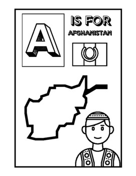 A to Z Countries Flags Coloring Book: ABC Nations and Flags from A to Z -  For