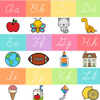 Rainbow Alphabet Posters with Pictures: ABC Classroom Decor