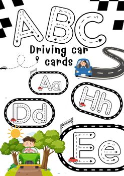 Preview of A-Z Driving car cards Cards Worksheet in Pastel Colors Illustrative