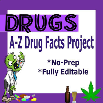 Preview of A-Z Drug Facts Substance Abuse Project for Health Ed | Science, PE, NO-PREP!