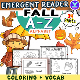 A-Z  Fall Alphabet Coloring Emergent Reader Upper&lowercas