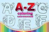 A-Z Fantasy coloring page cute mermaid princess for kids