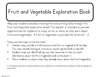 Preview of A - Z Fruit and Vegetable Exploration Journal for Early Writers