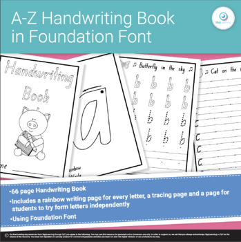 Preview of A-Z Handwriting Book in Foundation Font 69 pages