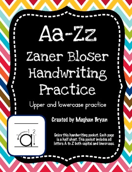 Preview of A-Z Handwriting Practice - Zaner Bloser Uppercase & Lowercase