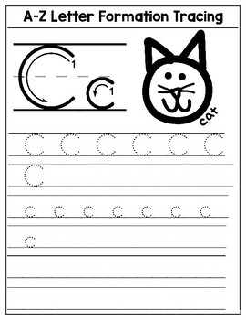 A-Z Letter Formation Tracing Worksheet Preschool, Kindergarten ...