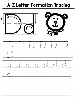 A-Z Letter Formation Tracing Worksheet Preschool, Kindergarten ...