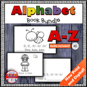 Preview of A-Z Letter Sounds and Letter Recognition Alphabet Books| Print & Digital BUNDLE