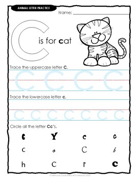 A-Z Letter Trace ANIMAL Worksheets II by Souly Natural Creations