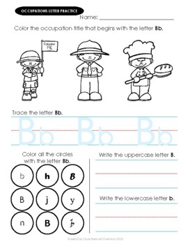 a z letter trace occupations worksheets by souly natural creations