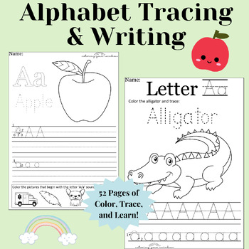 Preview of Alphabet Letter Tracing Worksheets l Uppercase and Lowercase Coloring