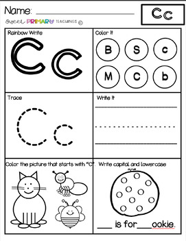 Kindergarten Letter Worksheets by Sweet Primary Teachings | TPT