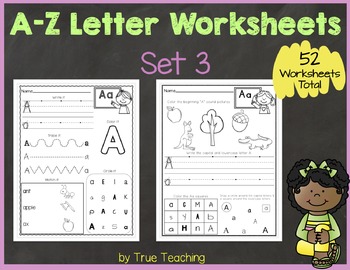 a z letter worksheets set 3 by true teaching tpt